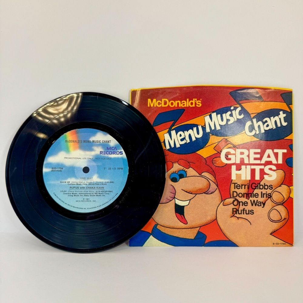 1981 Vintage McDonalds Menu Music Chant 7” 33 1/3 Vinyl Record | 80s